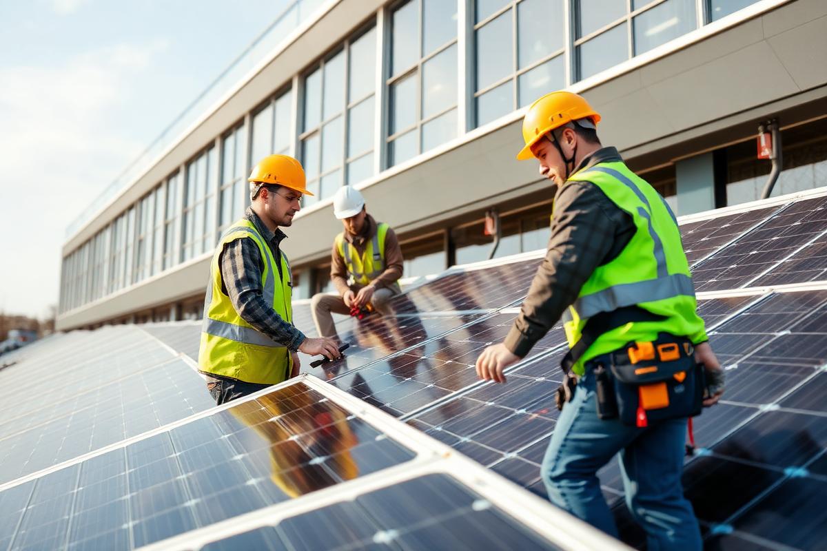 Professional solar installation team